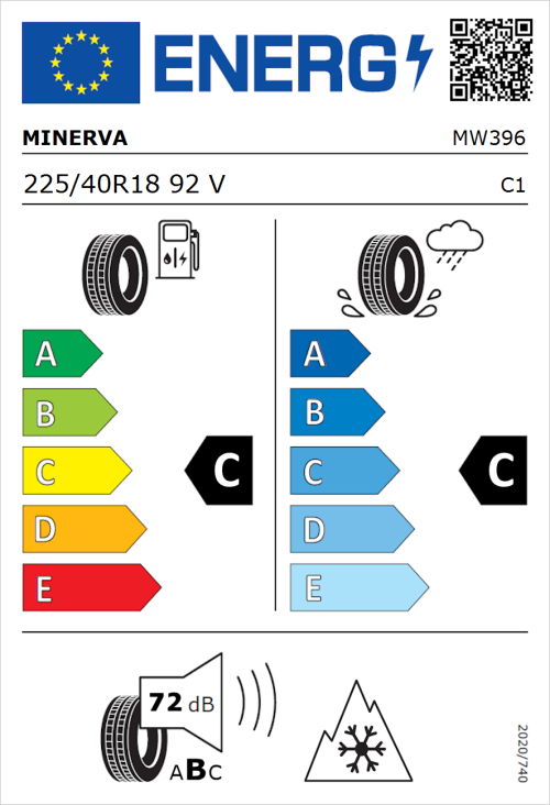 Tyre Label for Minerva Frostrack HP 225/40R18 92V