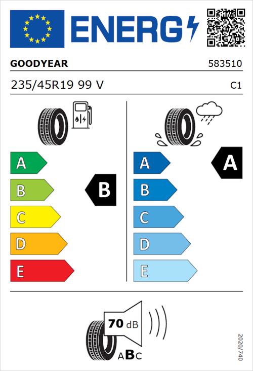 Tyre Label for Goodyear Eagle F1 Asymmetric 5 235/45R19 99V