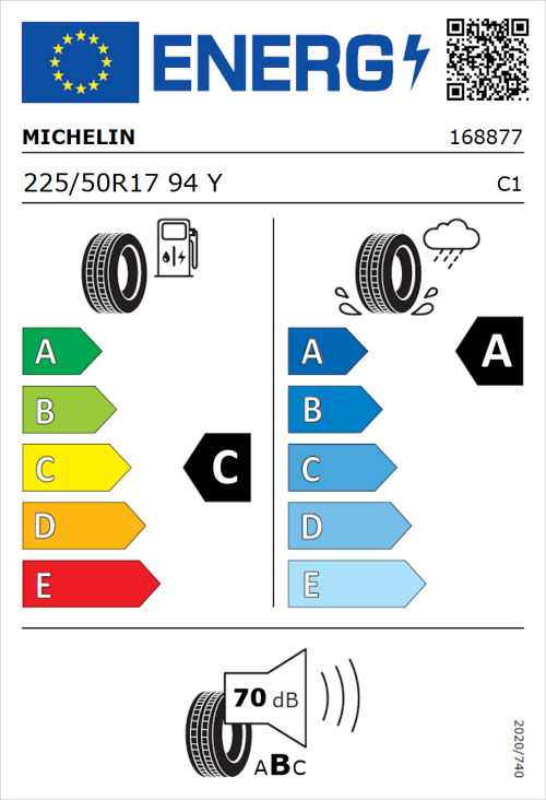 Tyre Label for Michelin Primacy 5 225/50R17 94Y
